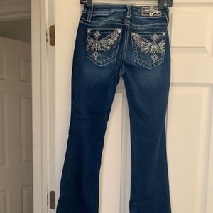 Miss Me jeans, M3811B, 24 x 34, mid-rise, boot cut, worn once